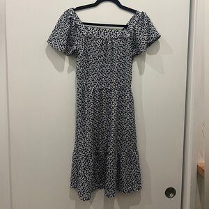 Blue and white floral, flowy sundress